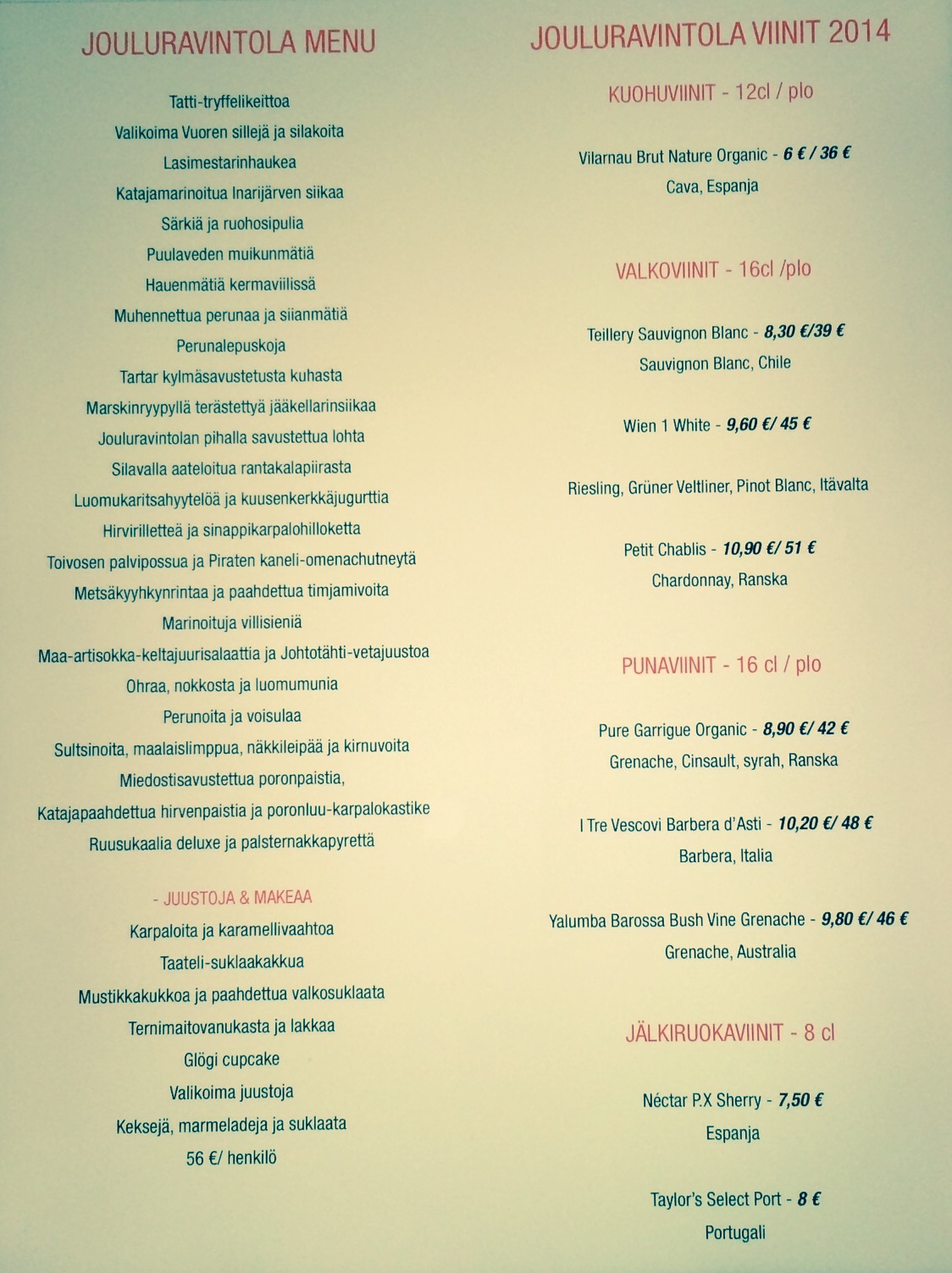 Pirate Christmas restaurant menu - reijosfood.com